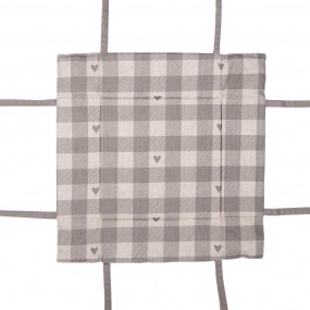 2LVT47G Bread Basket 35x35x8 cm Beige Grey Cotton Hearts Square