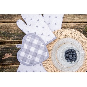 2LVT65G Table Runner 50x160 cm Beige Grey Cotton Hearts