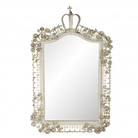 252S211 Specchio 63x102 cm Beige Ferro Legno Rettangolo Grande specchio