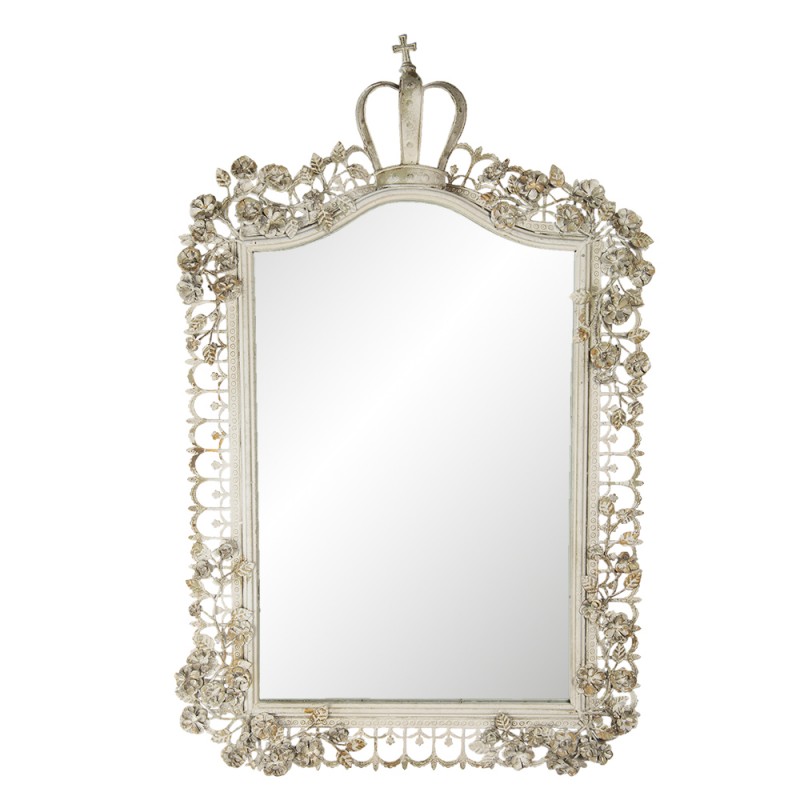 52S211 Miroir 63x102 cm Beige Fer Bois Rectangle Grand miroir