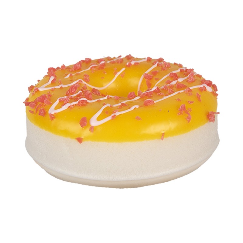 65982 Decoratie Donut Ø 8x3 cm Geel Kunststof