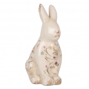 26CE1958L Decorative Figurine Rabbit 16x12x28 cm Beige Ceramic Flowers