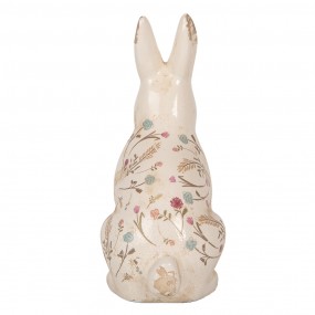 26CE1958L Decorative Figurine Rabbit 16x12x28 cm Beige Ceramic Flowers