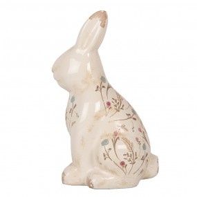 26CE1958L Decorative Figurine Rabbit 16x12x28 cm Beige Ceramic Flowers