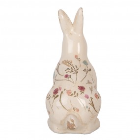 26CE1958M Figurine décorative Lapin 13x10x21 cm Beige Céramique Fleurs