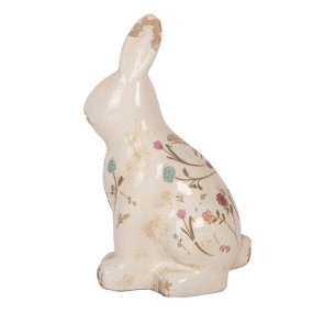 26CE1958M Figurine décorative Lapin 13x10x21 cm Beige Céramique Fleurs