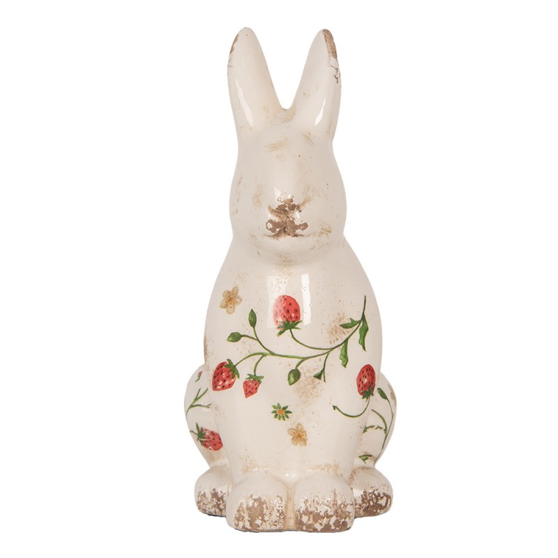 6CE1960L Figurine décorative Lapin 16x12x28 cm Beige Céramique Fraises