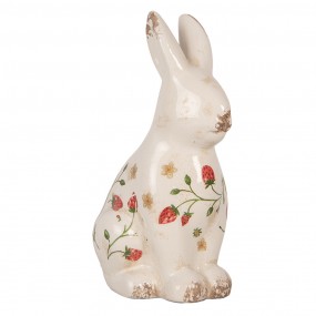 26CE1960L Figurine décorative Lapin 16x12x28 cm Beige Céramique Fraises