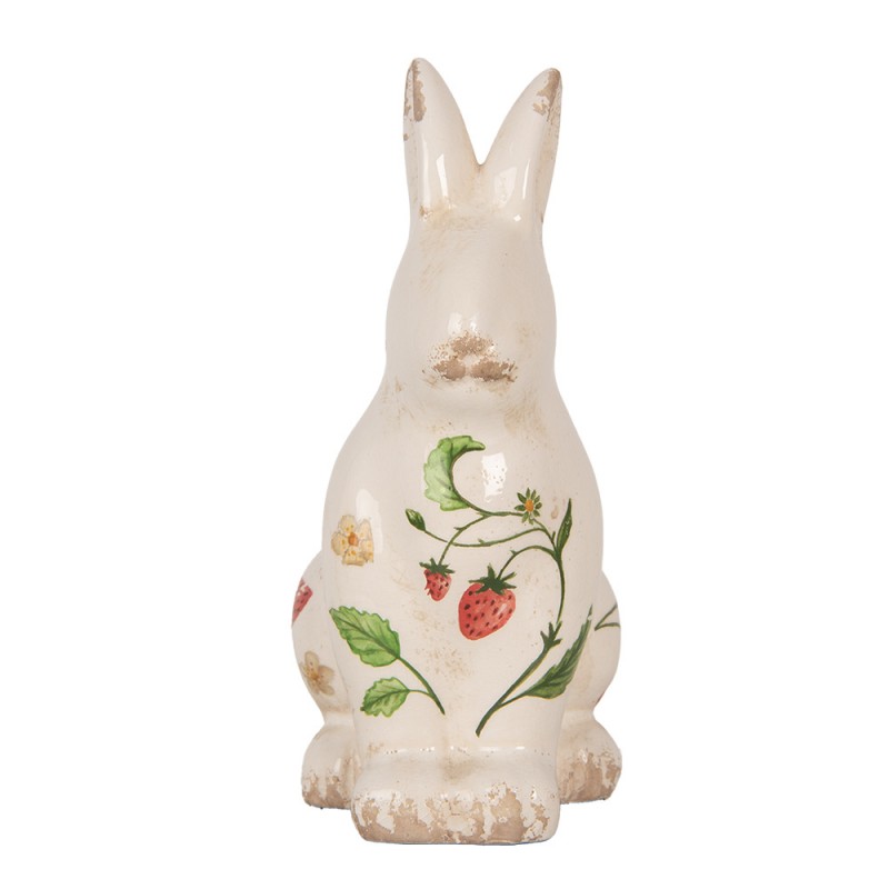 6CE1960M Figurine décorative Lapin 13x10x21 cm Beige Céramique Fraises