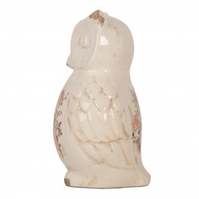 26CE1961L Decorative Figurine Owl 13x12x21 cm Beige Ceramic Flowers