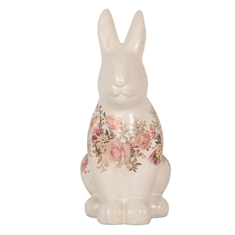 6CE1956L Decorative Figurine Rabbit 16x12x28 cm Beige Ceramic