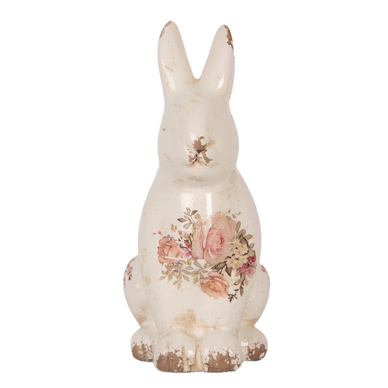 6CE1957M Decorative Figurine Rabbit 13x10x21 cm Beige Ceramic