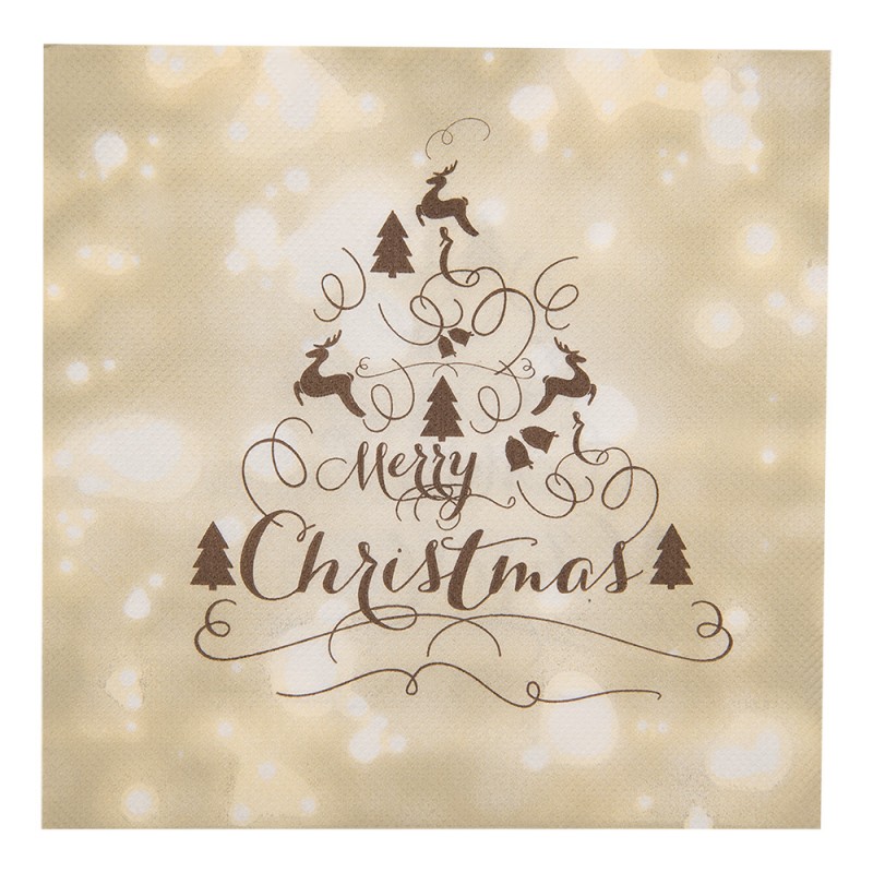 73084 Napkins Paper Set of 20 33x33 cm Beige Christmas