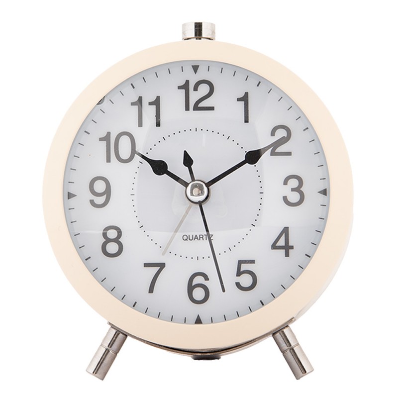 6AC0033BE Analog Alarm Clock Ø 10x7x12 cm Beige Metal Glass