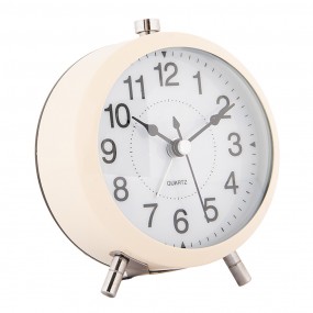 26AC0033BE Analog Alarm Clock Ø 10x7x12 cm Beige Metal Glass