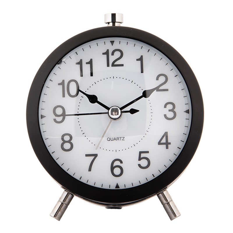 6AC0033Z Analog Alarm Clock Ø 10x7x12 cm Black Metal Glass