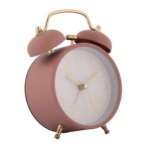 26AC0034P Analog Alarm Clock Ø 10x6x12 cm Pink Metal Glass