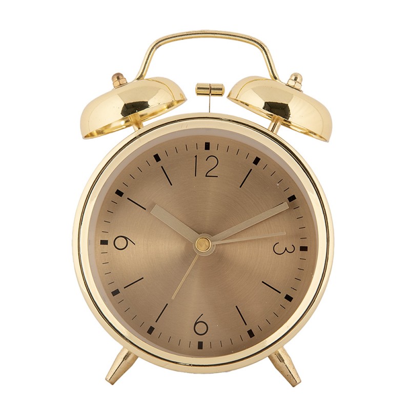 6AC0035 Analog Alarm Clock Ø 10x6x14 cm Gold colored Metal Glass