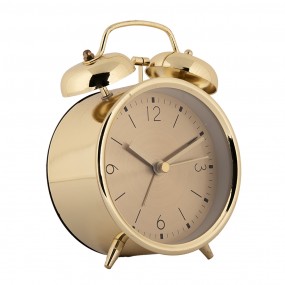 26AC0035 Analog Alarm Clock Ø 10x6x14 cm Gold colored Metal Glass