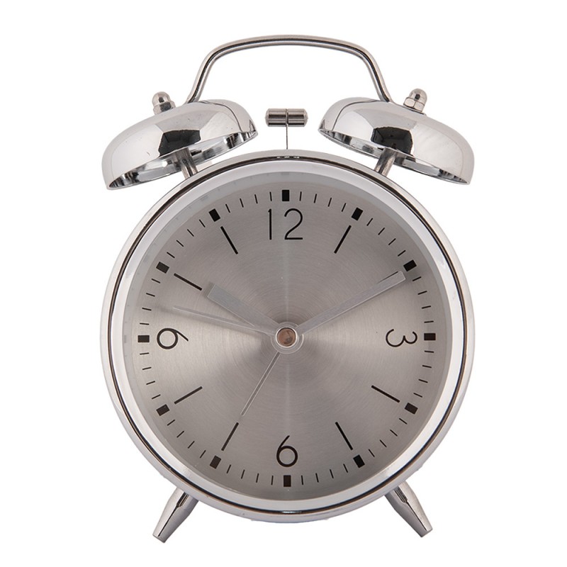 6AC0036 Analog Alarm Clock Ø 10x6x14 cm Silver colored Metal Glass