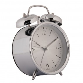 26AC0036 Analog Alarm Clock Ø 10x6x14 cm Silver colored Metal Glass