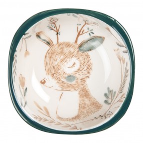 26CEBO0071 Bowl 125 ml Beige Brown Ceramic Deer