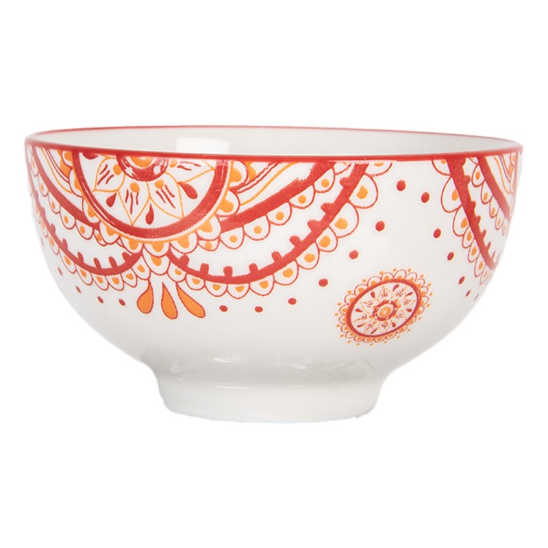 6CEBO0073 Bowl 125 ml White Red Ceramic