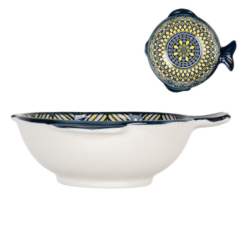 6CEBO0075 Bowl 200 ml White Blue Ceramic