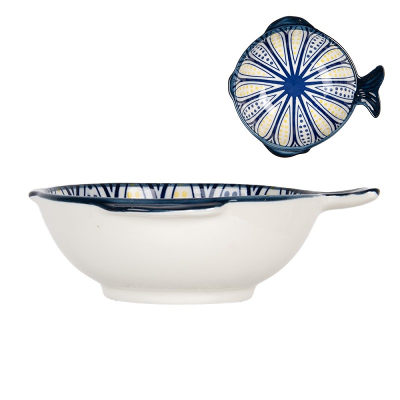 6CEBO0077 Bowl 200 ml White Blue Ceramic