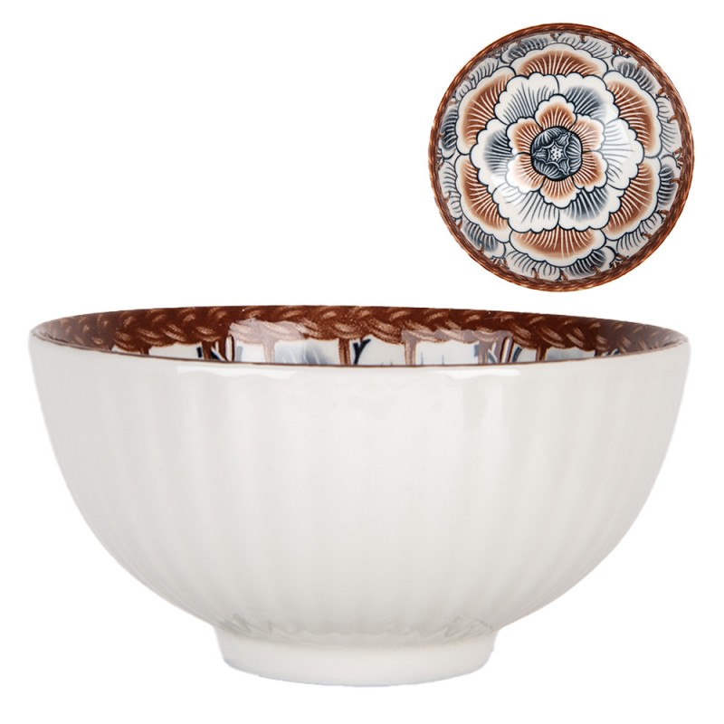 6CEBO0081 Bowl 200 ml White Brown Ceramic