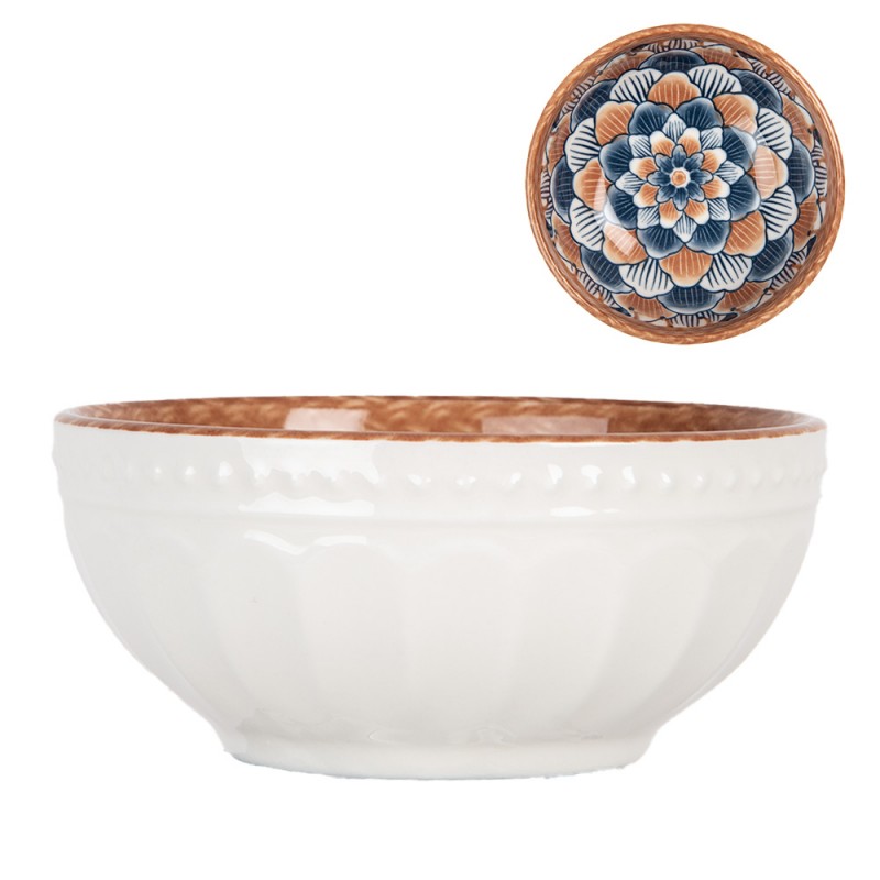 6CEBO0086 Bowl 100 ml White Brown Ceramic