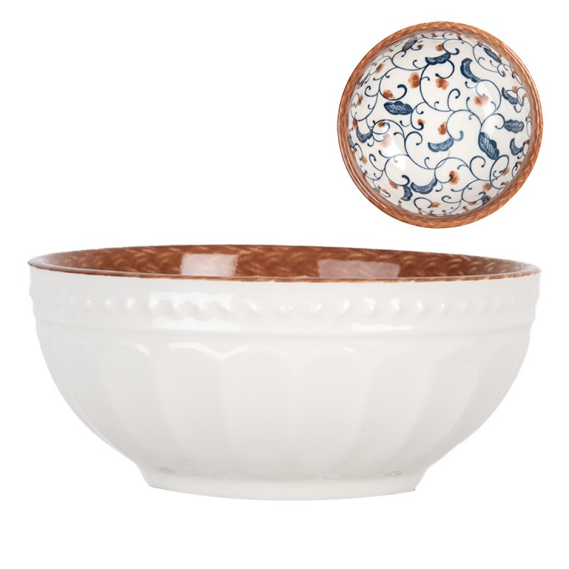 6CEBO0087 Bowl 100 ml White Brown Ceramic