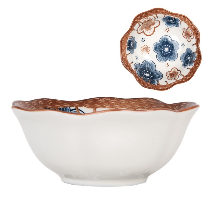 6CEBO0088 Bowl 100 ml White Brown Ceramic