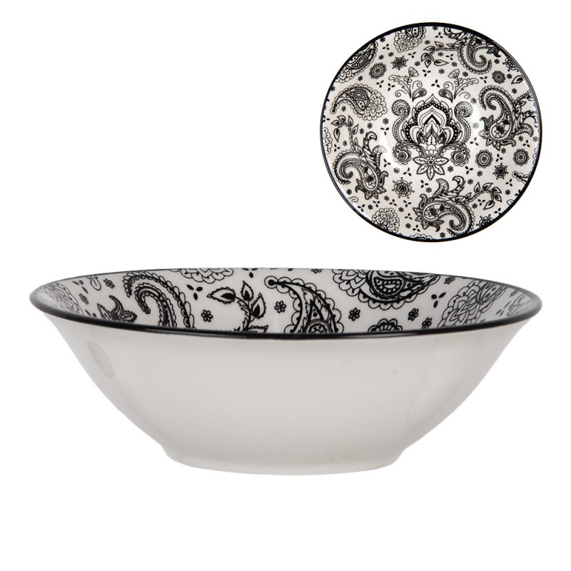 6CEBO0163 Bowl 350 ml White Black Ceramic