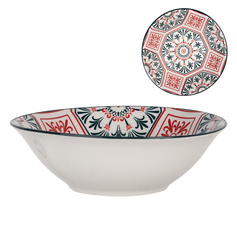 6CEBO0164 Bowl 350 ml White Red Ceramic