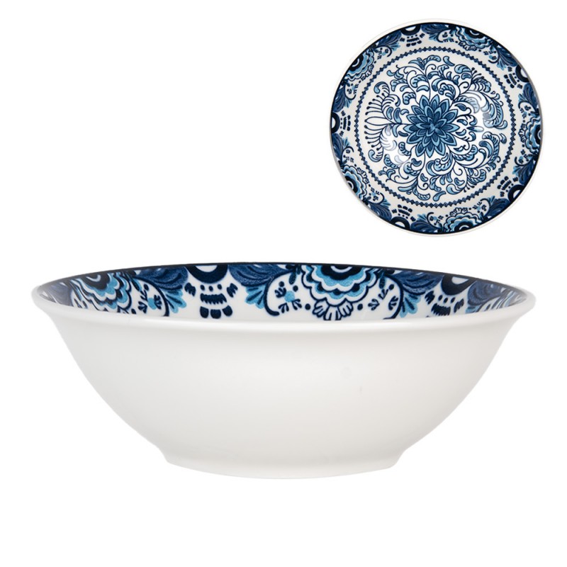 6CEBO0166 Bowl 350 ml White Blue Ceramic