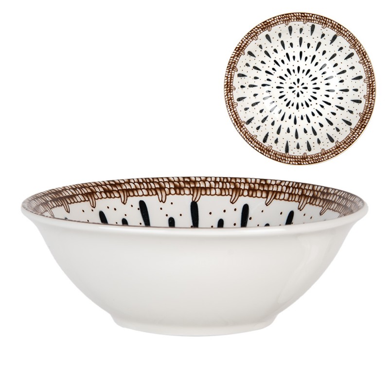 6CEBO0167 Bowl 350 ml White Brown Ceramic