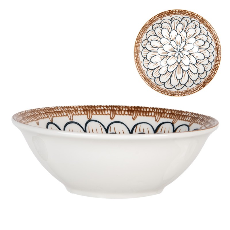 6CEBO0169 Bowl 350 ml White Brown Ceramic