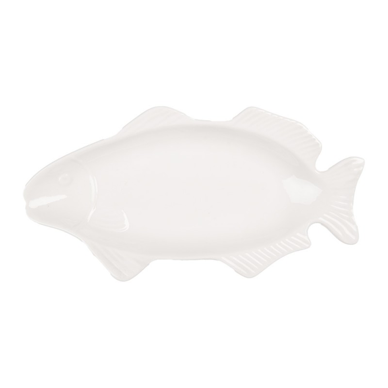 6CEBO0171 Bol Poisson 30x15x3 cm Blanc Céramique