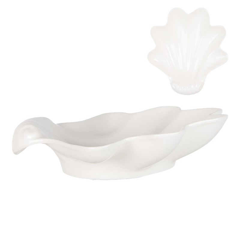 6CEBO0177 Bowl Shell 23x22x6 cm White Ceramic