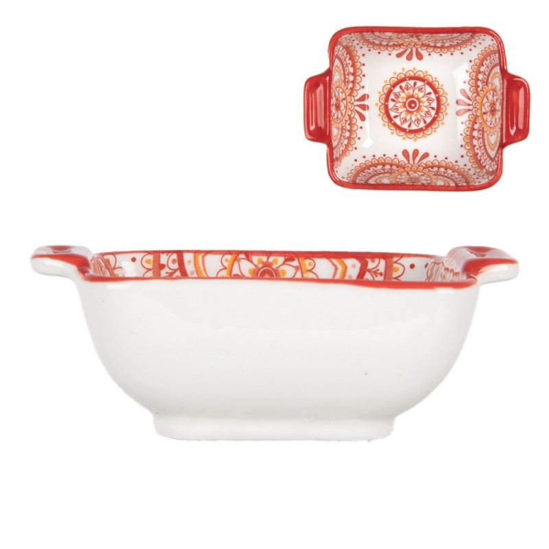 6CEBO0186 Bowl 75 ml White Red Ceramic