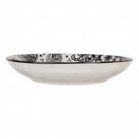 26CEDP0163 Breakfast Plate Ø 21x3 cm White Black Ceramic