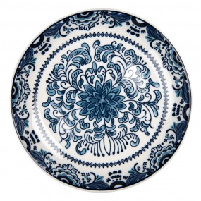 26CEDP0166 Breakfast Plate Ø 21x3 cm White Blue Ceramic