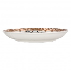 26CEDP0169 Breakfast Plate Ø 21x3 cm White Brown Ceramic