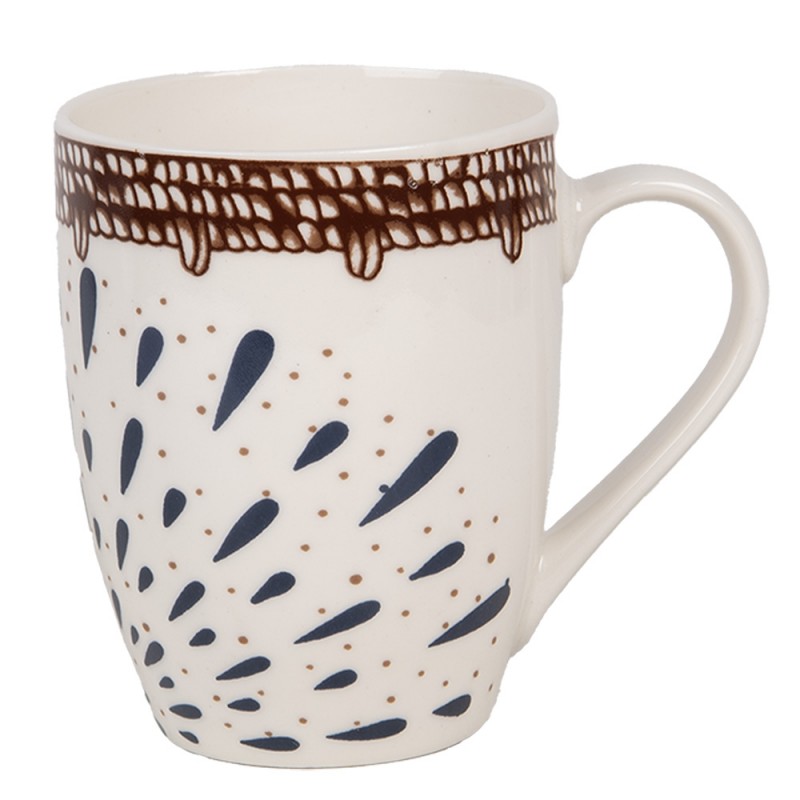 6CEMU0167 Mug 300 ml Blanc Marron Céramique