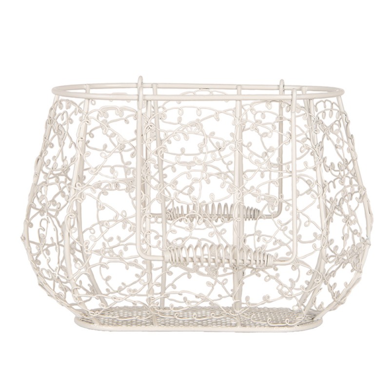 6Y5711 Panier de rangement 23x14x16 /28cm Blanc Métal Chaîne de femmes