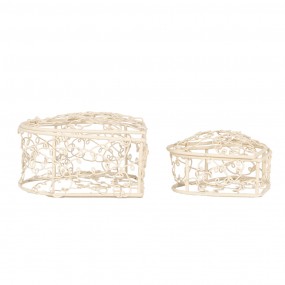 26Y5713 Panier de rangement set de 2 10X10X6 / 8X8X5 cm Blanc Métal