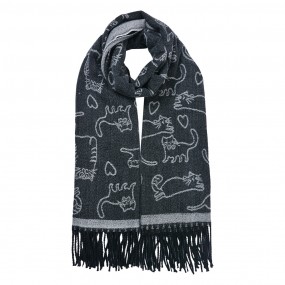 2JZSC0815Z Winter Scarf Women 65x180 cm Black Grey Cat Scarf