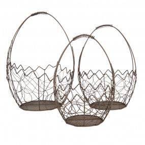 26Y5717 Storage Basket Set of 3 Ø 28/  Ø 23 / Ø 18 cm Brown Metal