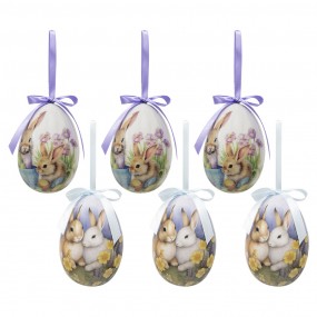 265911 Ensemble de 6 pendentifs de Pâques Œuf Ø 7x10 cm Multicolore Plastique Lapins